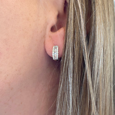 14 KT White Gold Huggie Earrings Diamond Earrings EDD3062-W