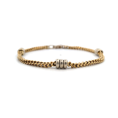 Estate Fancy Link Bracelet in Two-Tone Gold