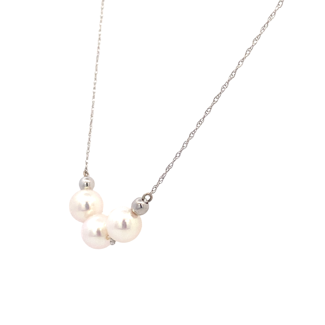 Three Pearl Add-a-pearl Pearl Necklace in White Gold by B&C