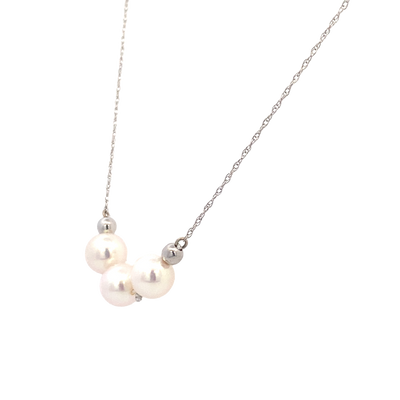 Beeghly & Co. White Gold Three Pearl Add-a-pearl Pearl Necklace AAP1-6514W