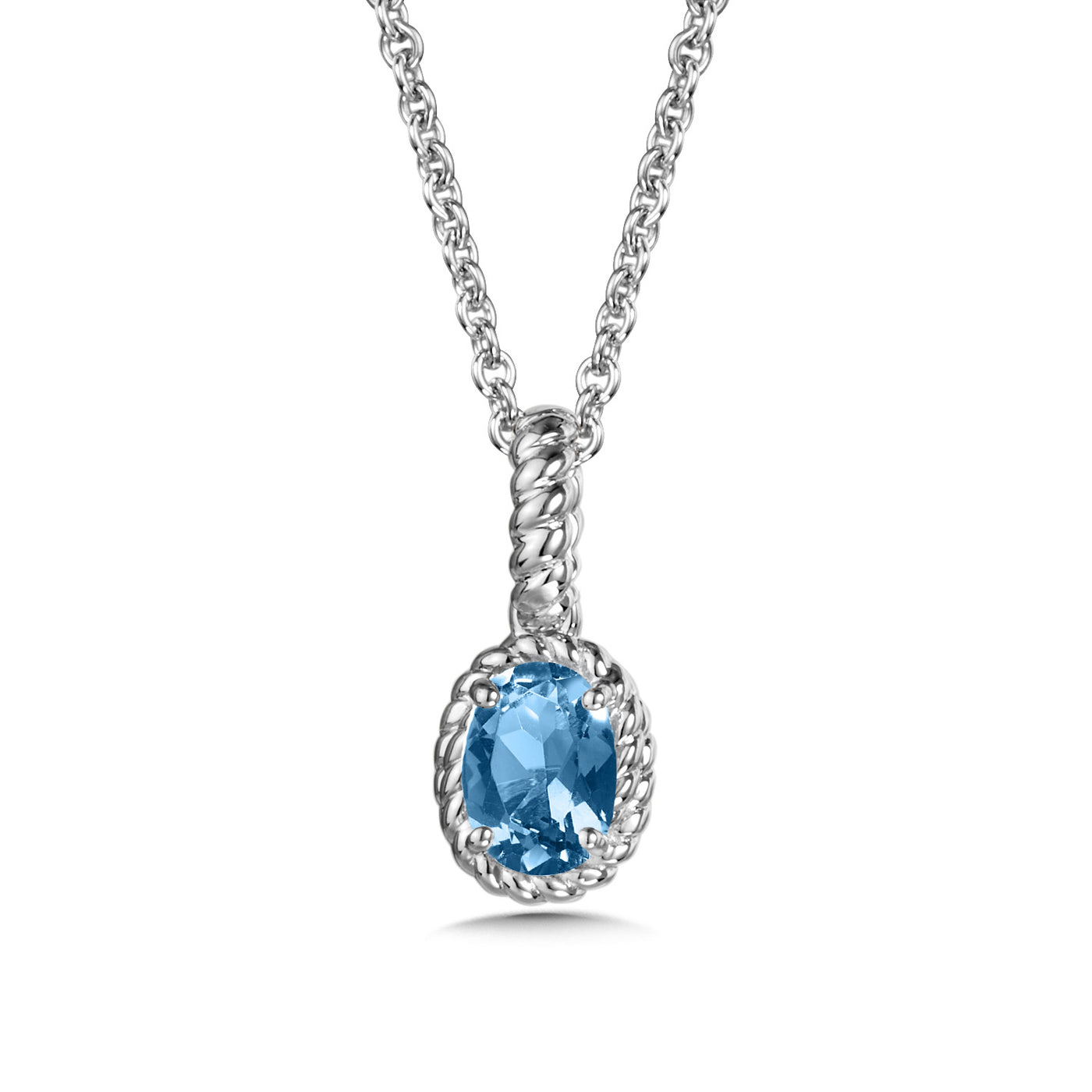 Silver Drop Style Blue Topaz Pendants