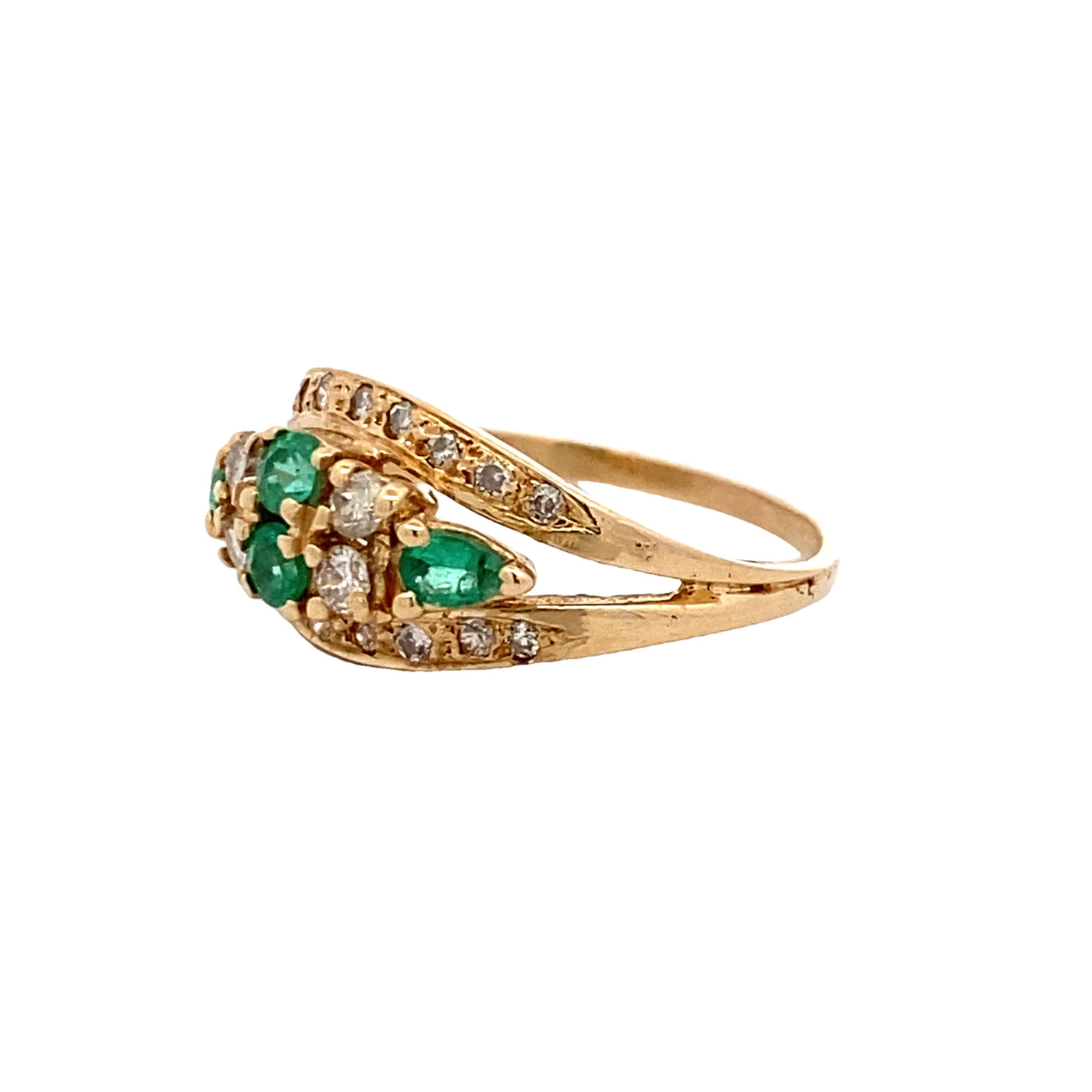 Estate Emerald and Diamond Ring in Yellow Gold