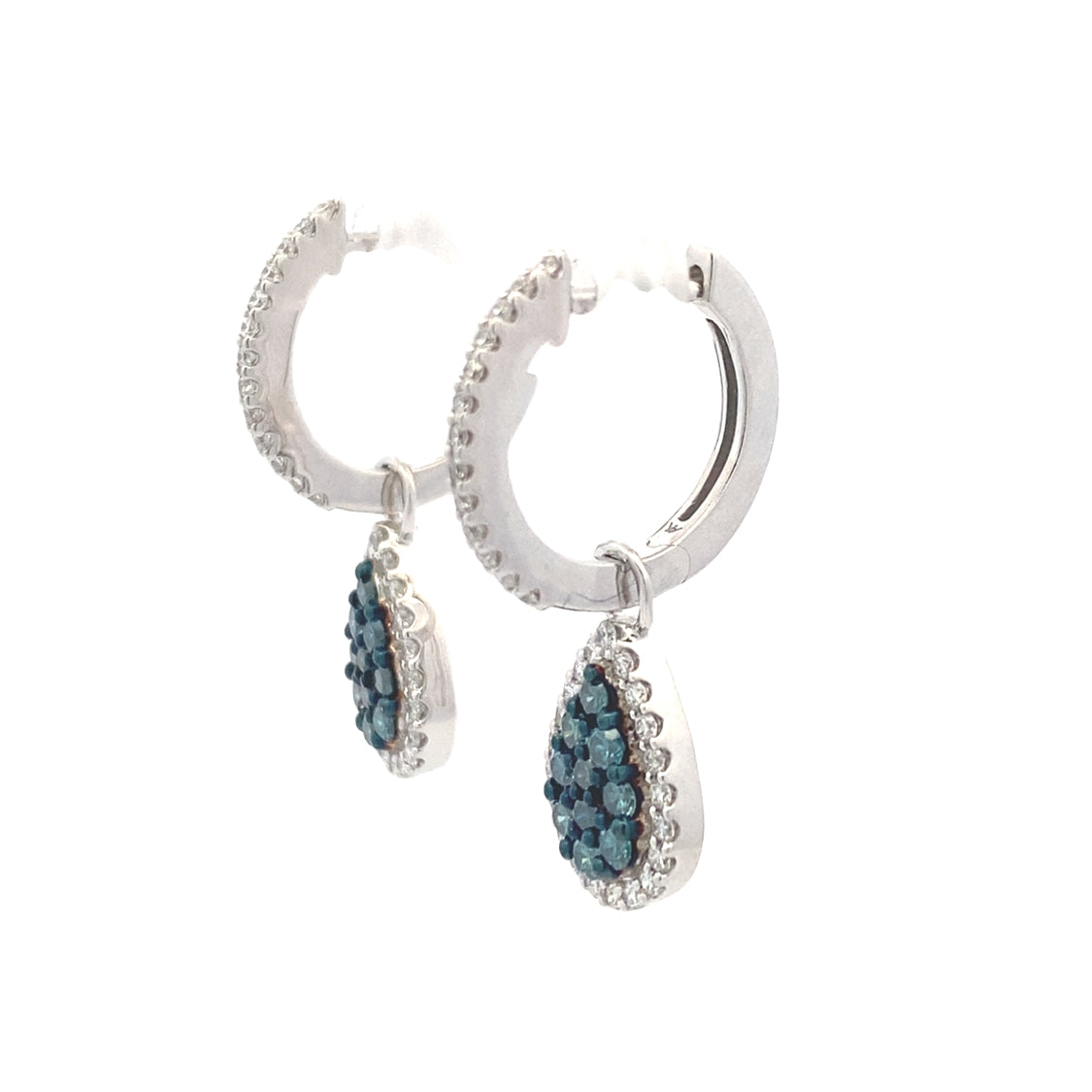 Blue Diamond Teardrop Earrings in White Gold by Allison Kaufman