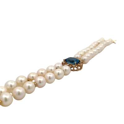 Estate Pearl and Topaz Bracelet in Yellow Gold