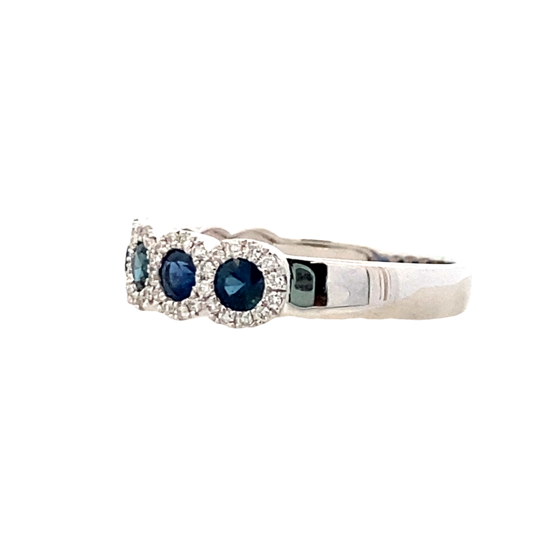 Sapphire and Diamond Halo Style Ring  in White Gold