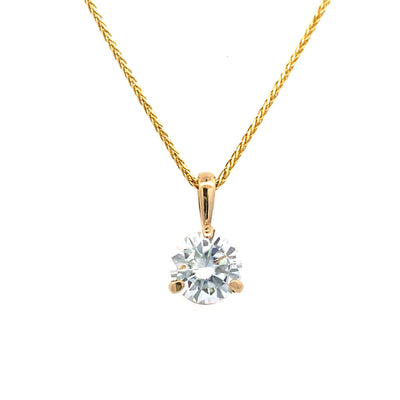 Moissanite Solitaire Pendant in Yellow Gold by B&C