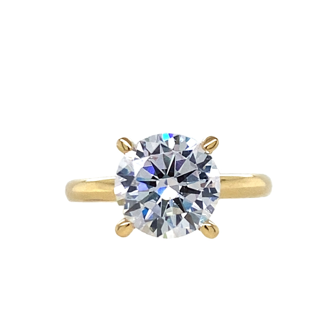 3ct Round Solitaire Engagement Ring in Yellowo Gold by Gabriel NY