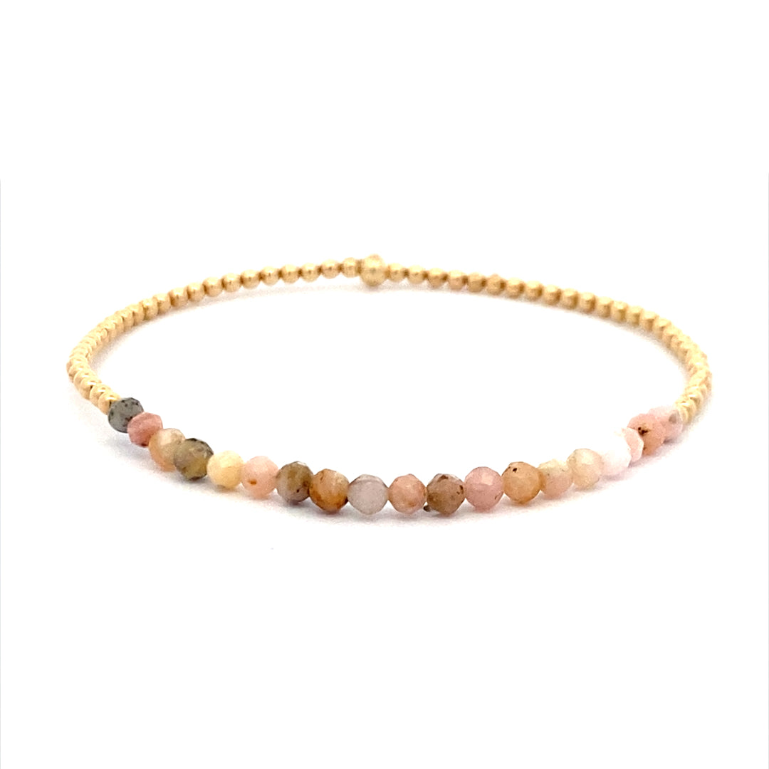 Karen Lazar Stretch 2mm Yellow Gold Mixed Natural Opal Beaded Bracelet