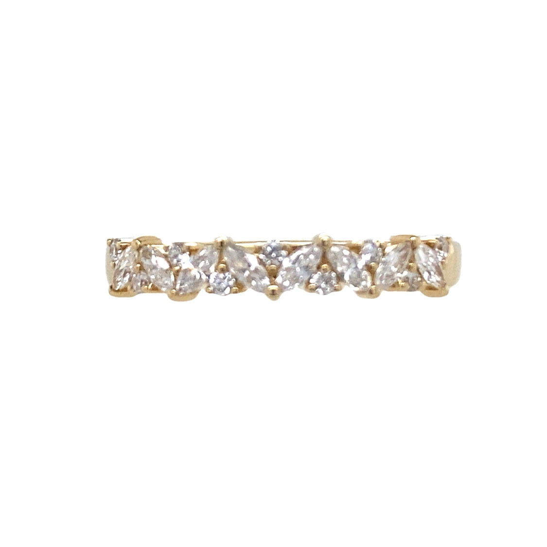 Marquise anod Round Diamond Wedding/Anniversary Band in Yellow Gold