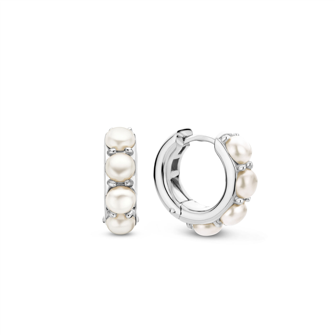 Ti Sento Milano Silver Hoop Pearl Earrings