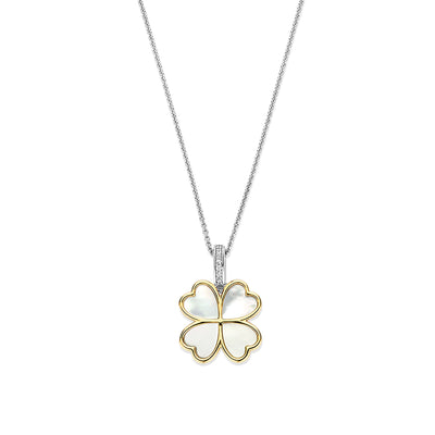 Mother of Pearl Clover Pendant in Two-Tone Gold by Ti Sento Milano