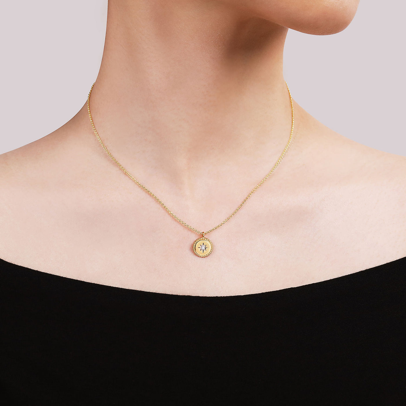 Diamond Starburst Necklace in Yellow Gold by Gabriel & Co.