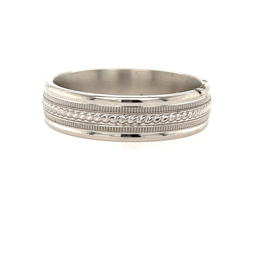 6mm Fancy Wedding Band in White Gold by Benchmark