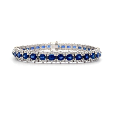 Sapphire & Diamond Tennis Bracelet in White Gold by Simon G