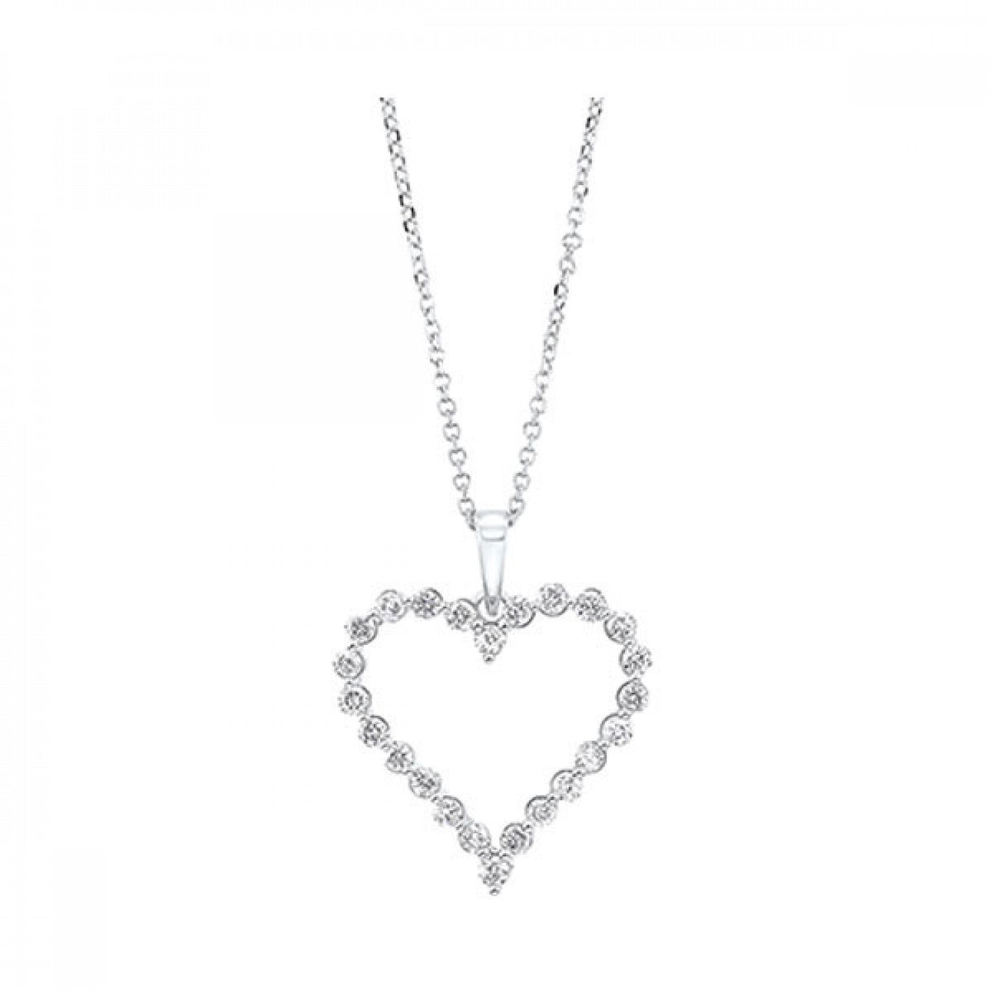 Diamond Open Heart Pendant in White Gold