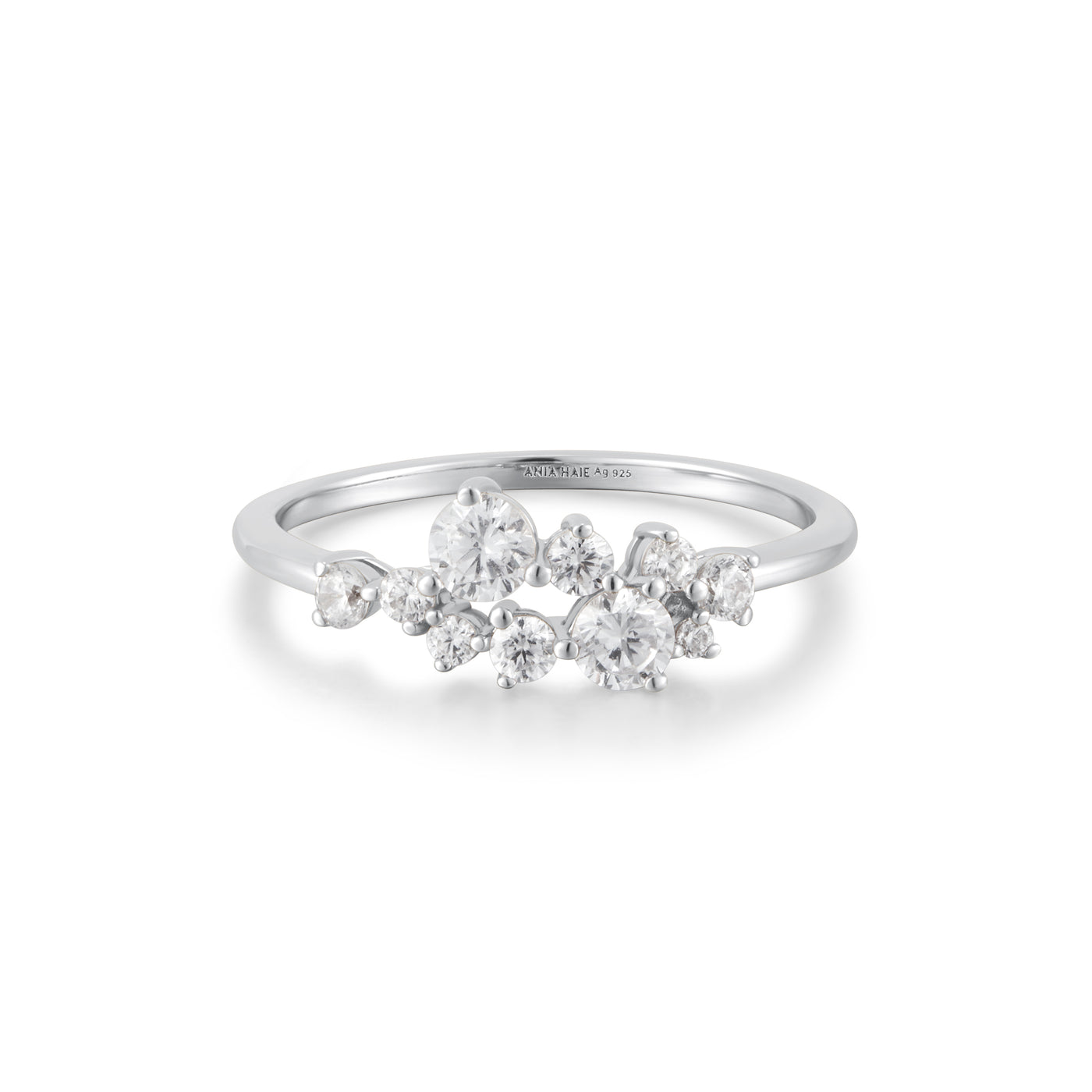 Cubic Zirconia Cluster Ring in Silver by Ania Haie