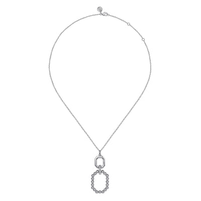 White Sapphire Octagon Bujukan Pendant in Silver by Gabriel NY