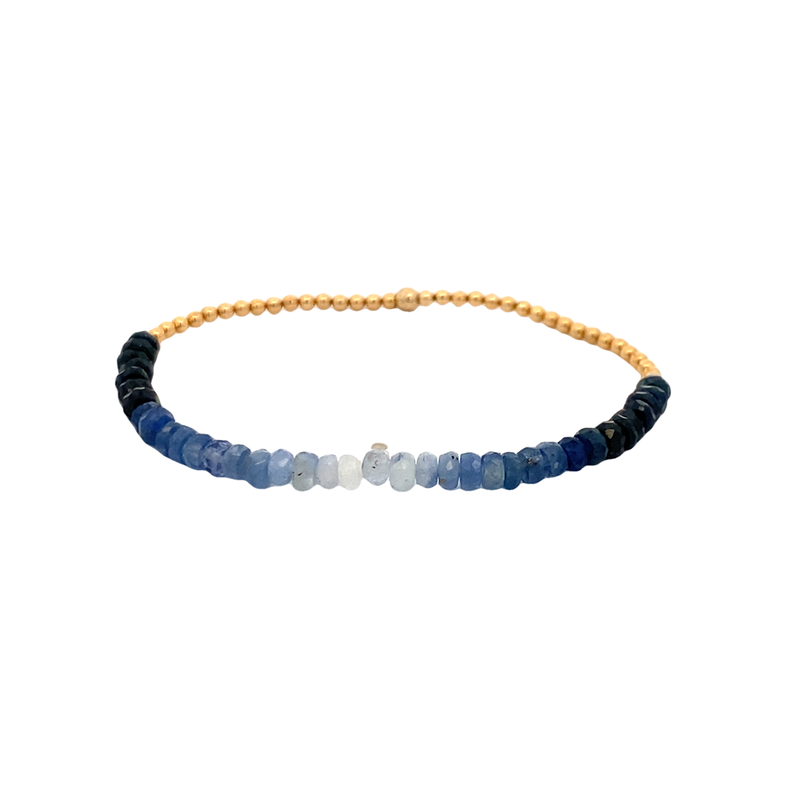 2mm Blue Ombre Stretch Bracelet in Yellow Gold by Karen Lazar