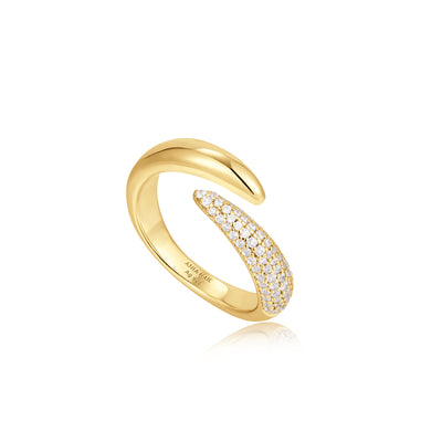 CZ Bypass Ring in Yellow Gold by Ania Haie