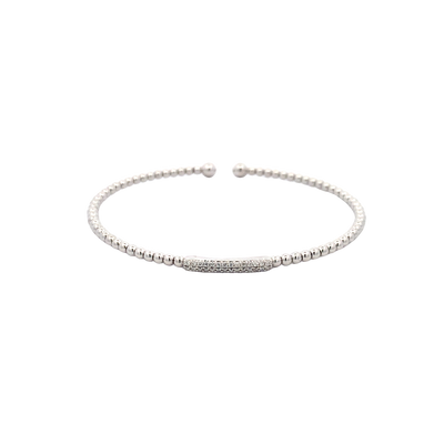 Two Row Diamond Bar Bangle in White Gold by Gabriel NY