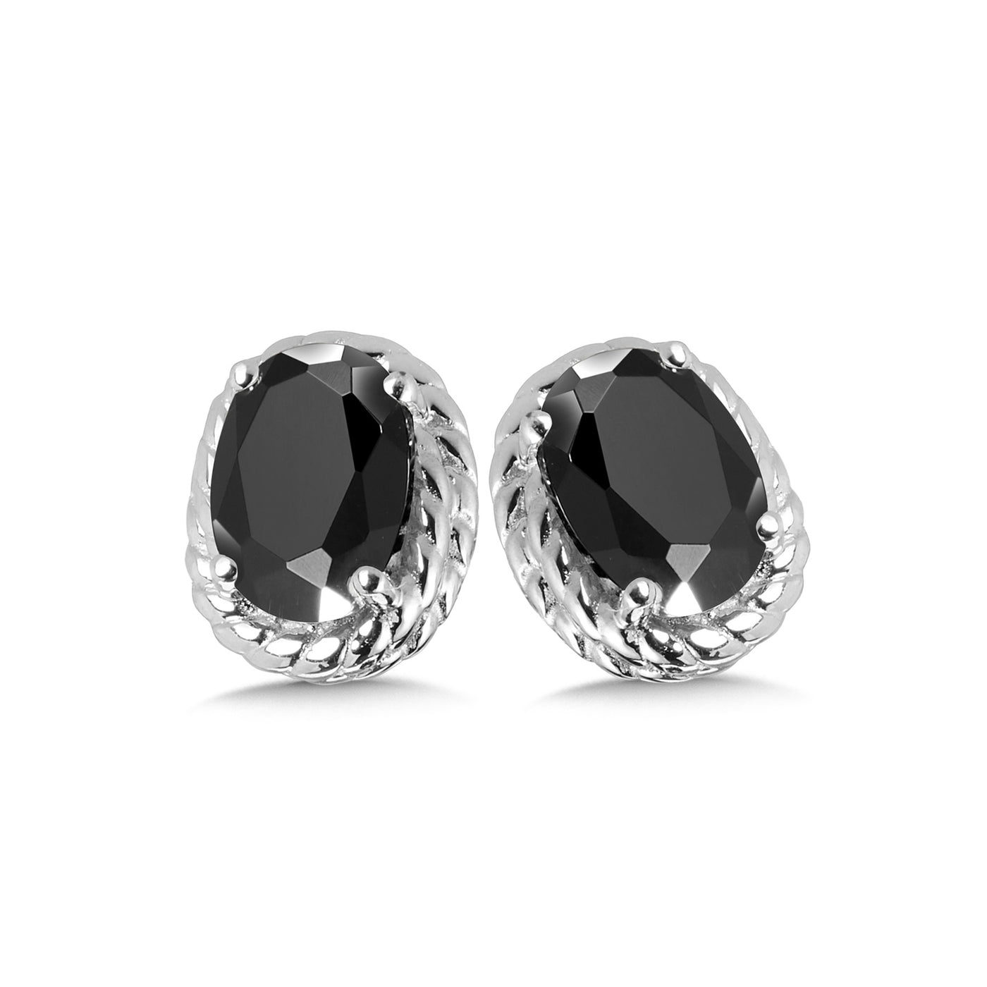 Onyx Stud Earrings  in Silver