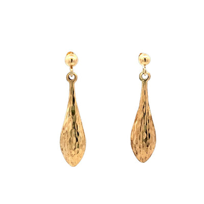 Estate Diamond Cut Drop Earrings in Yellow Gold