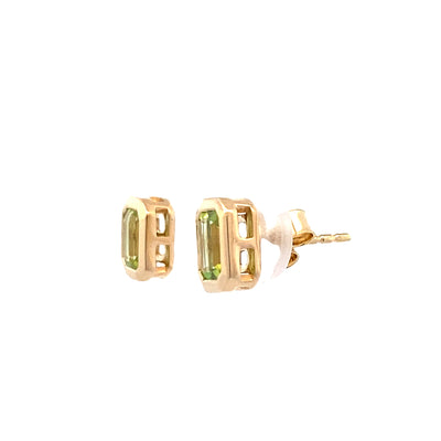 Peridot Stud Earrings in Yellow Gold