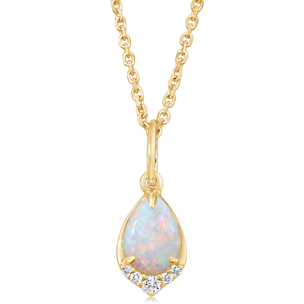 Australian Opal and Diamond Pendant in Yellow Gold by Parle