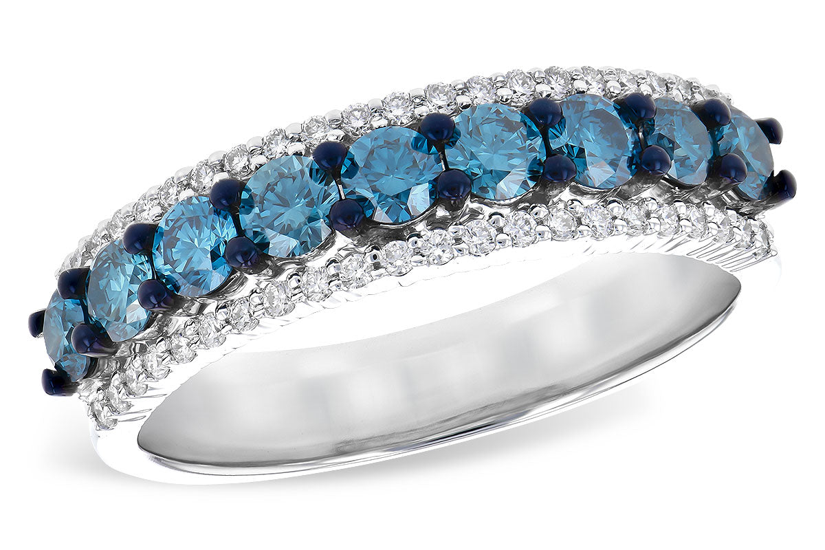 Blue Diamond Stackable Ring in White Gold by Allison Kaufman Co.