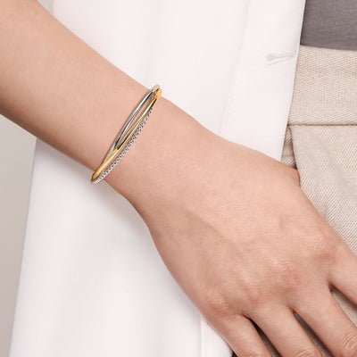 Twisted Bujukan Bangle in Two-Tone Gold by Gabriel & Co.