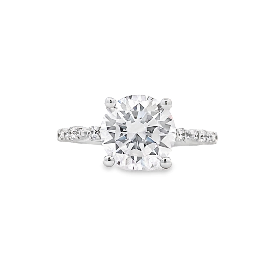 FANA 14 KT White Gold Side Stones Diamond Engagement Ring S4199/WG