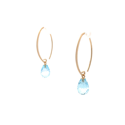 Yellow Gold Drop Earrings Gemstone Earrings 13465BT