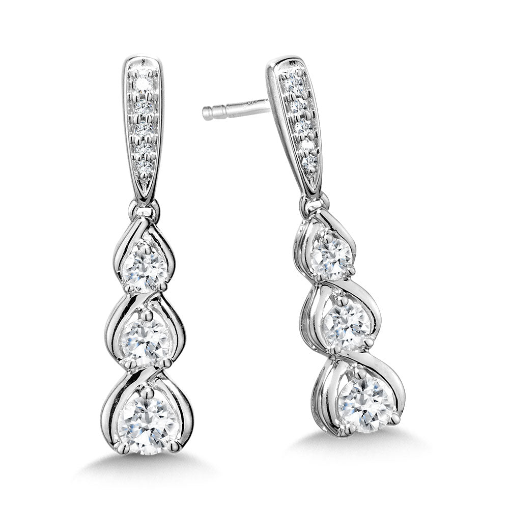 White Gold Graduating Diamond Drop Earrings