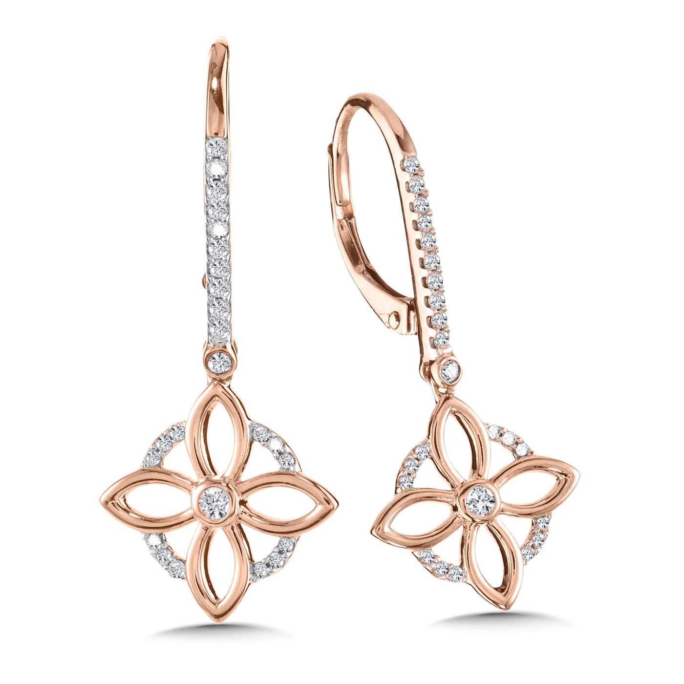 10 KT Rose Gold Drop Earrings Diamond Earrings EDD3524-1p