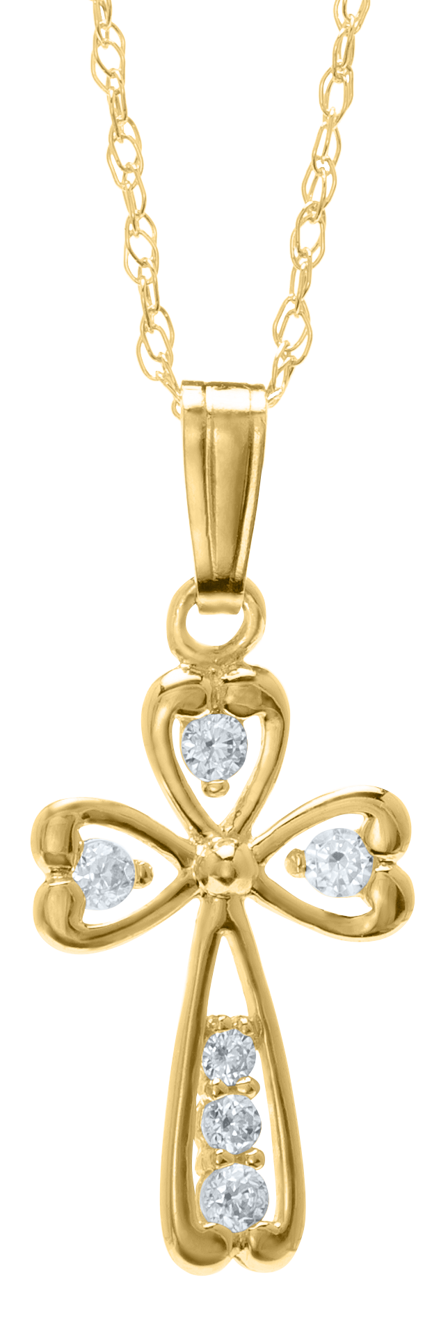 Marathon Yellow Gold CZ Cross Pendant