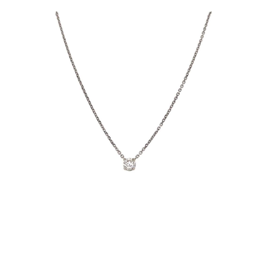 Diamond Solitaire Necklace in White Gold By B&C