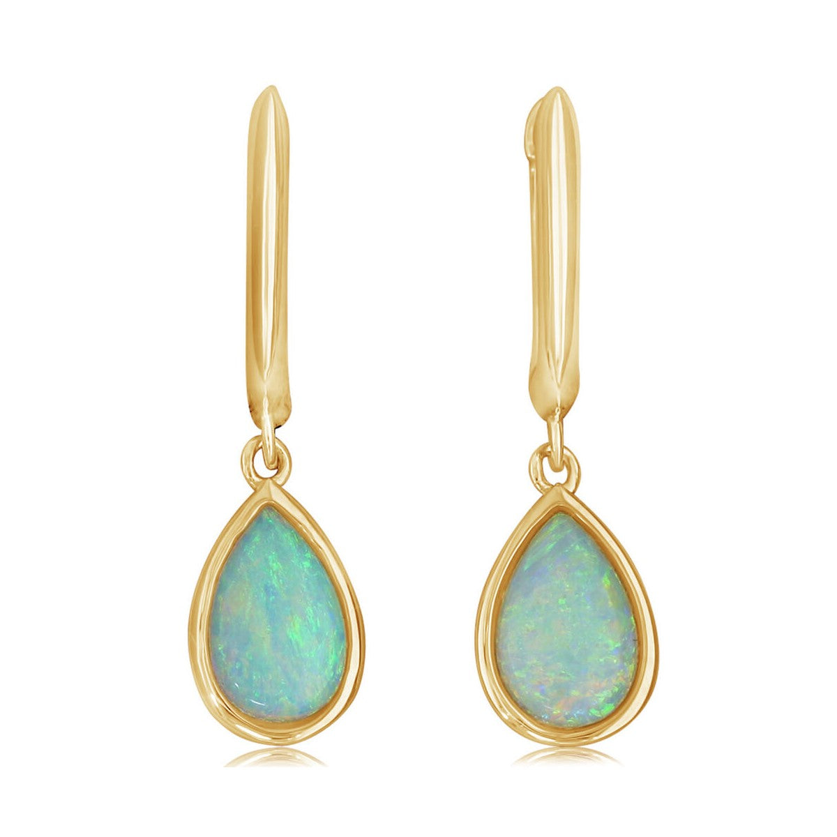 Australian Opal Drop Earrings in Yellow Gold by Parle