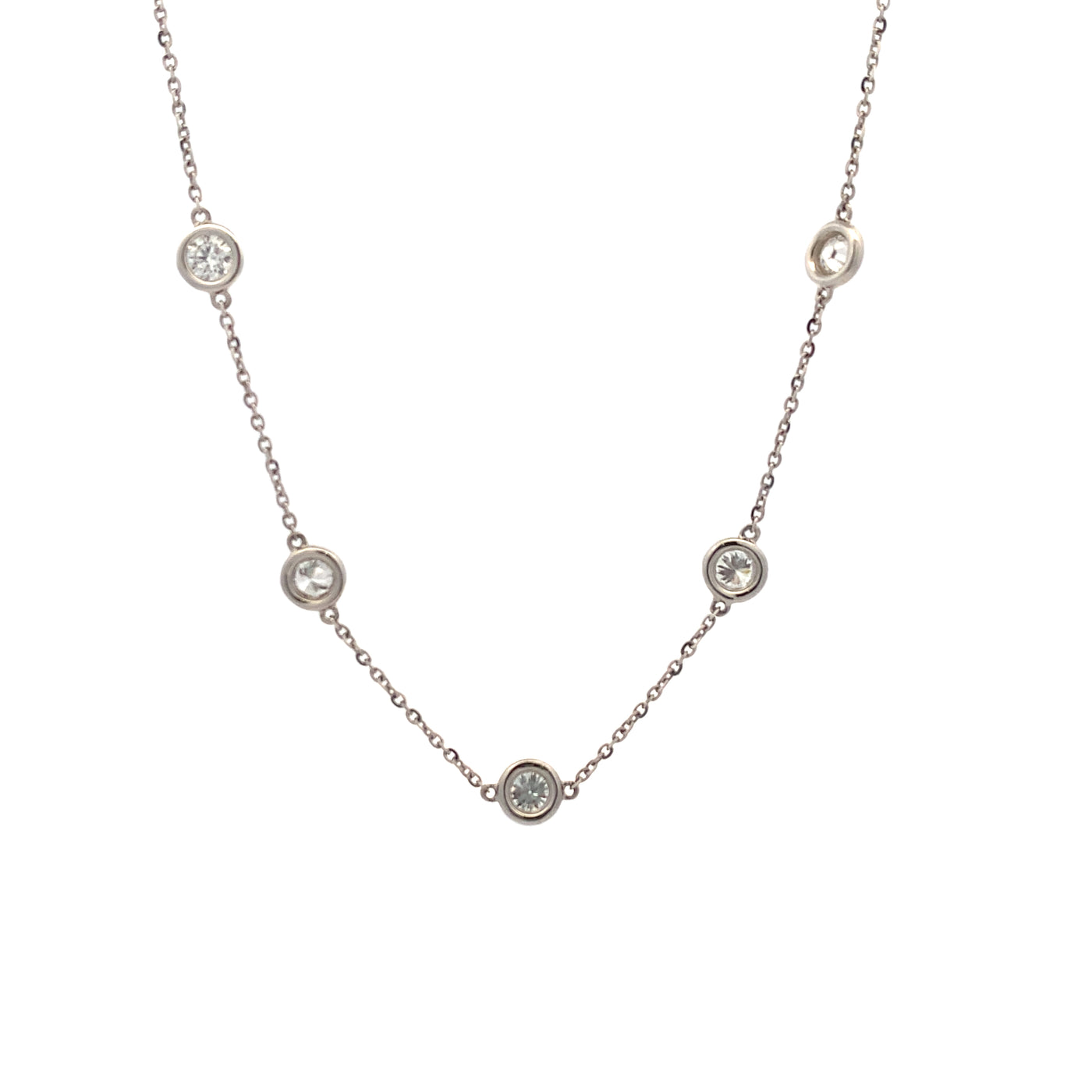 LAB-Created 3.0ctw Diamond Station Necklace in White Gold