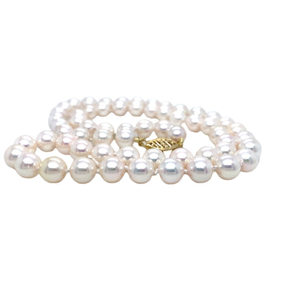 17-19" Pearl Necklace In Yellow Gold by B&C