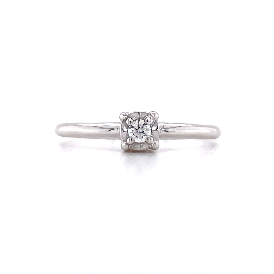 Diamond Illusion Solitaire Promise Ring in White Gold by B&C