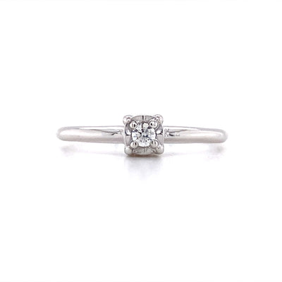 Diamond Illusion Solitaire Promise Ring in White Gold by B&C