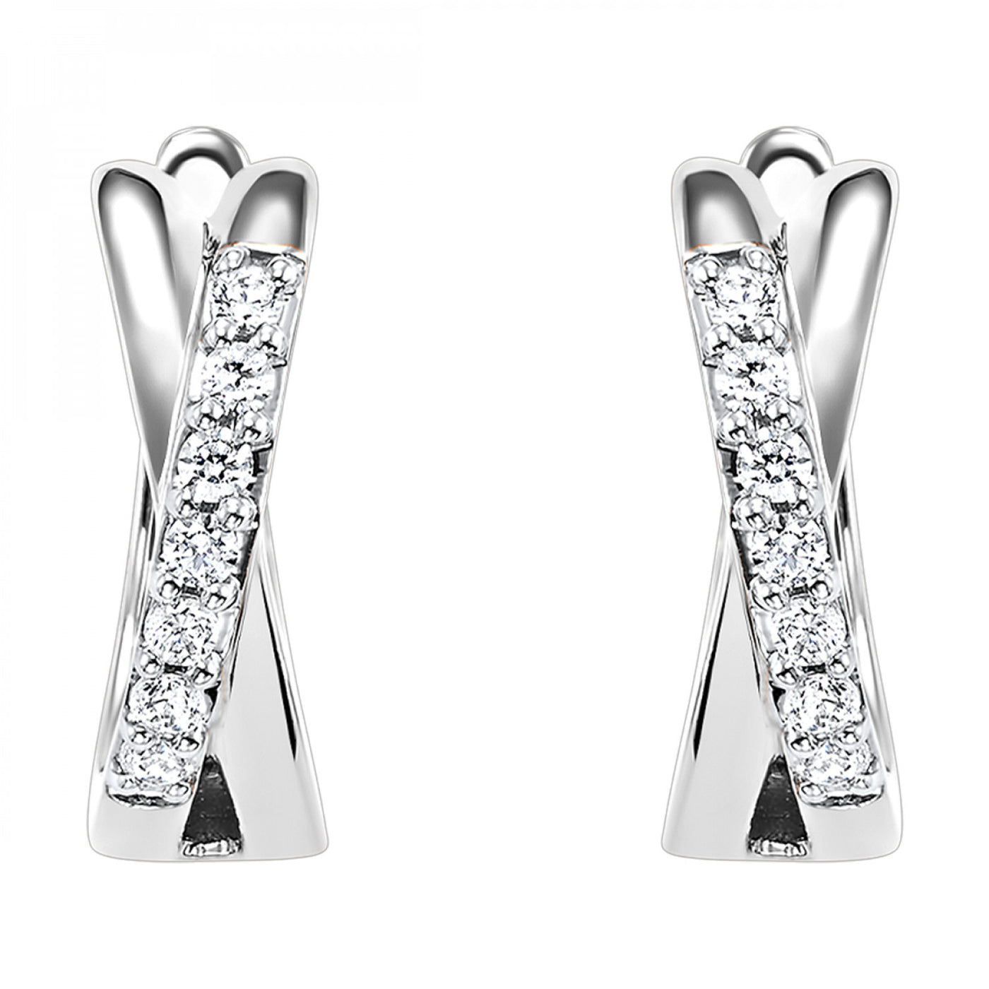 Diamond Crossover Earrings in White Gold