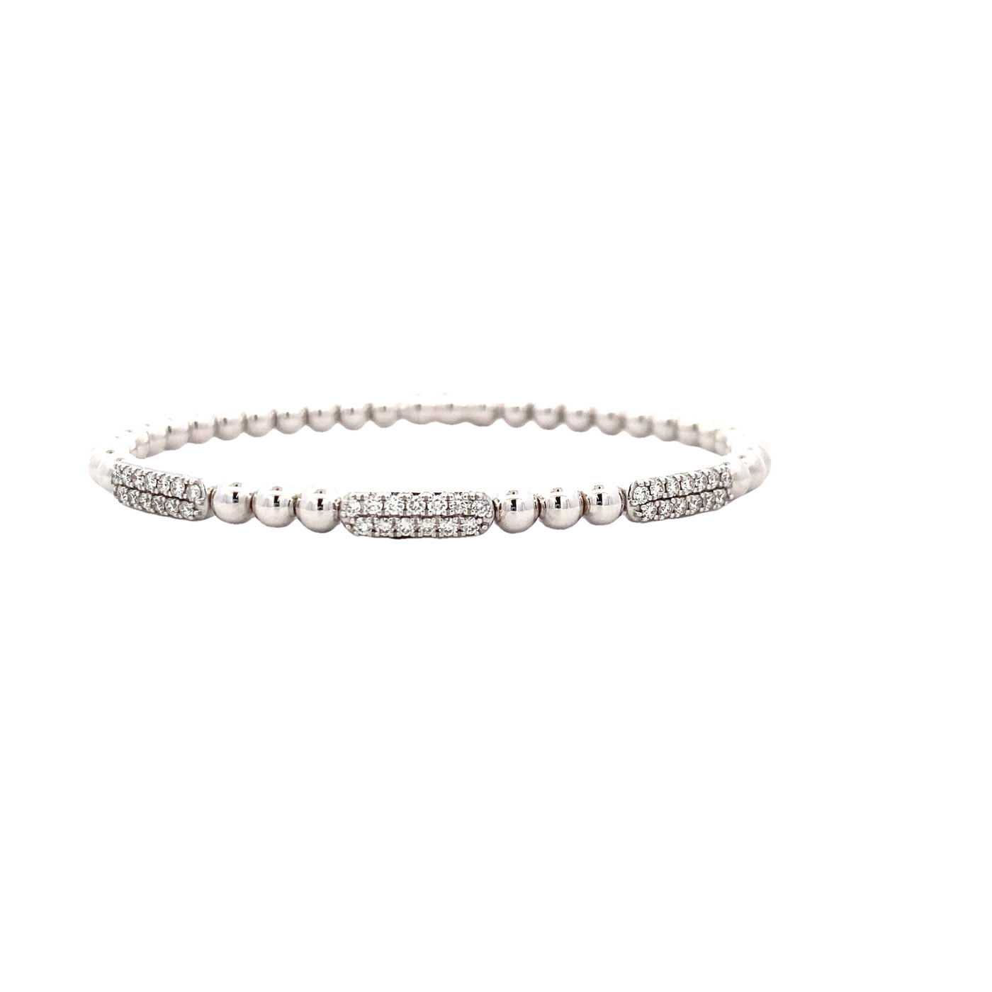 Two Row Station Diamond Bujukan Bangle in White Gold by Gabriel NY