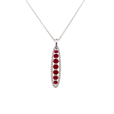 Ruby and Diamond Pendant in White Gold