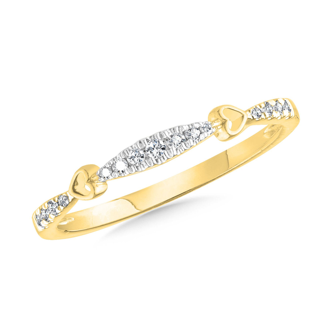 Yellow Gold Two Hearts Stackable Ring