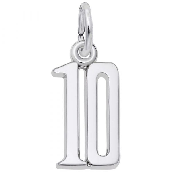 Number 10 Charm in Silver