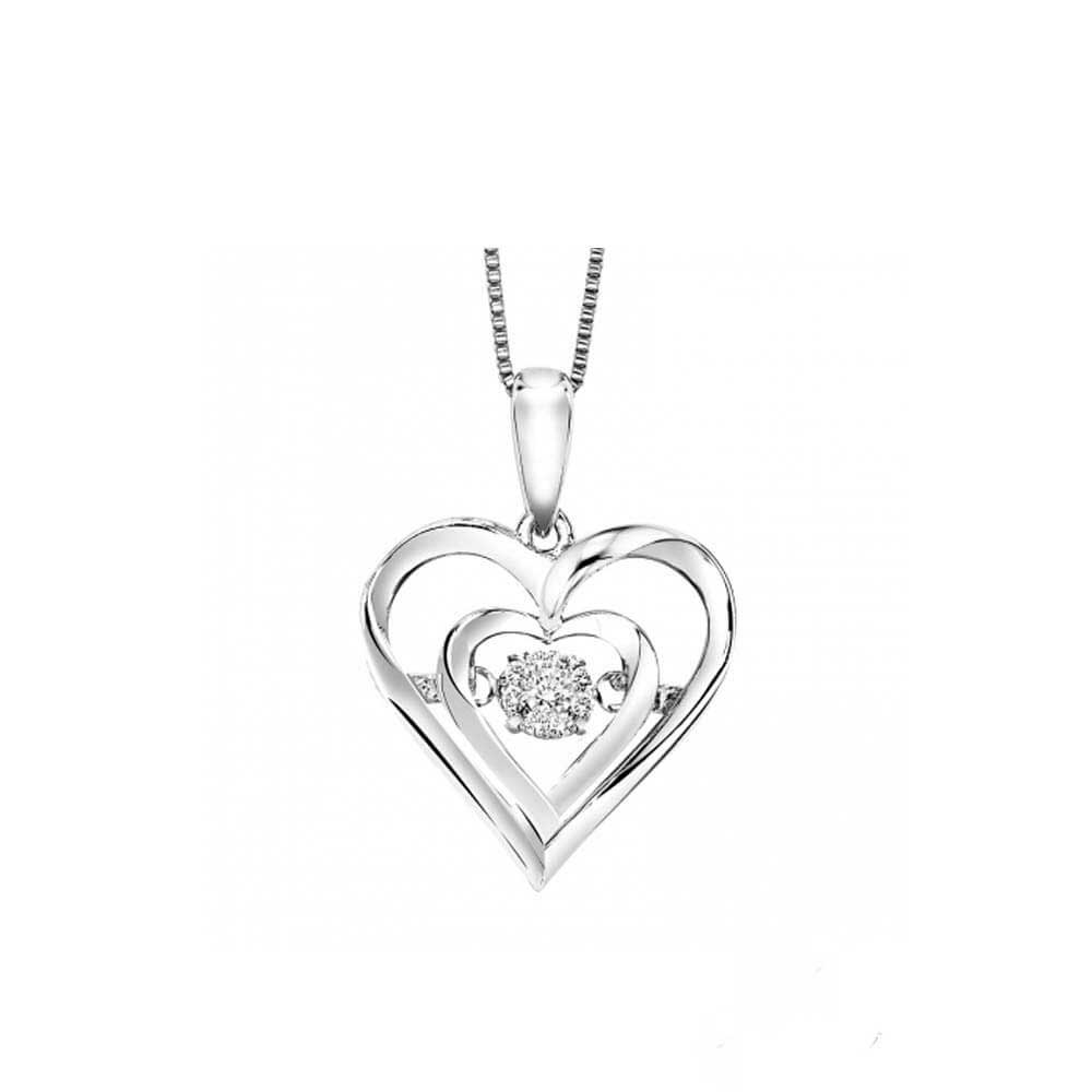 Silver Diamond Rhythm of Love Heart Pendant
