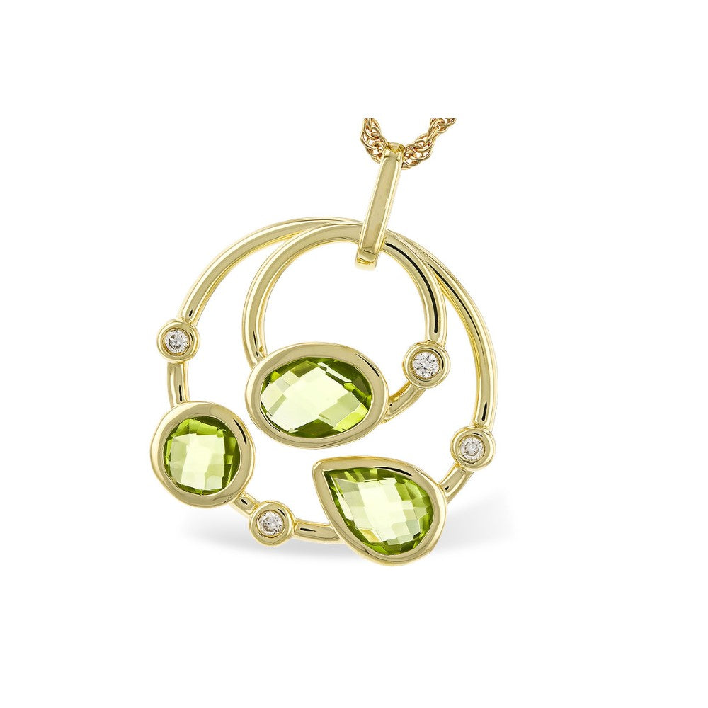 Peridot and Diamond Pendant in Yellow Gold by Allison Kaufman