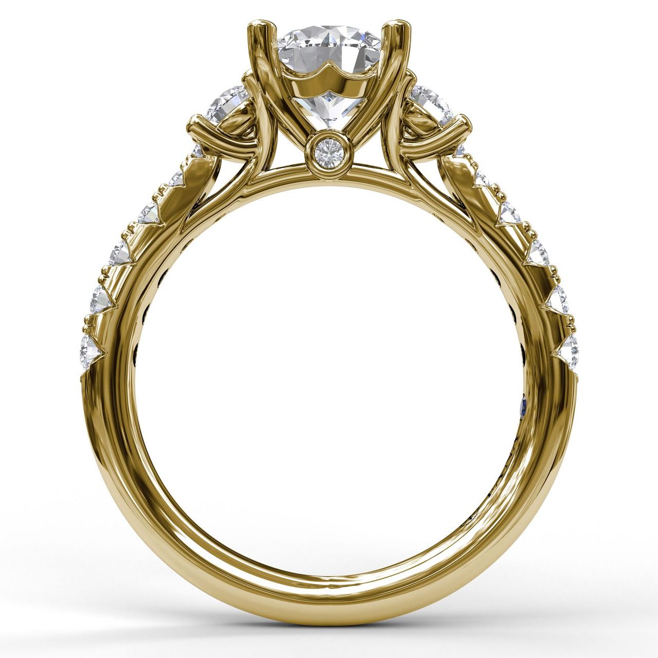 FANA 14 KT Yellow Gold 3 Stone Diamond Engagement Ring S3921/YG