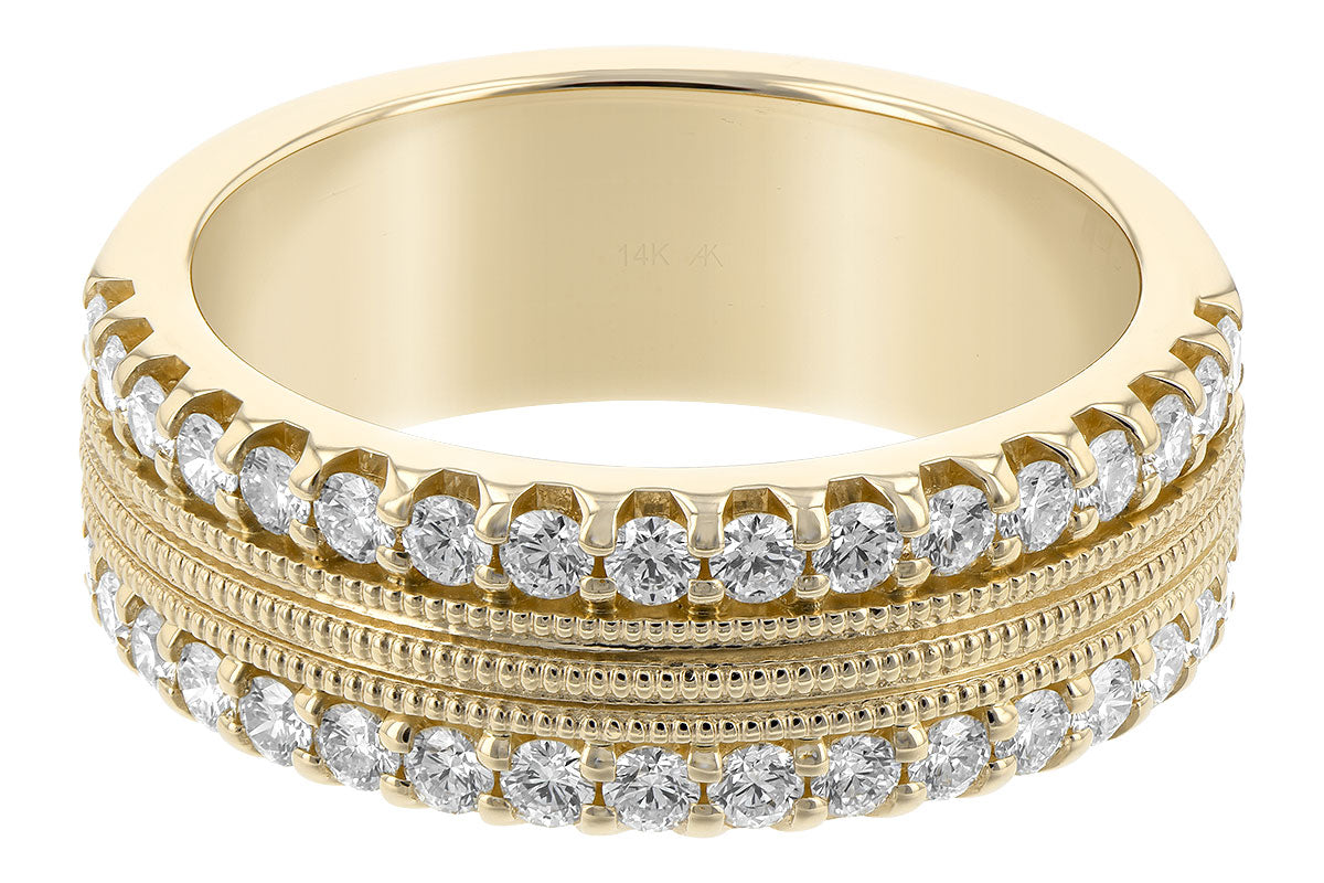 Wide Contemporary Diamond Ring in Yellow Gold by Allison Kaufman Co.